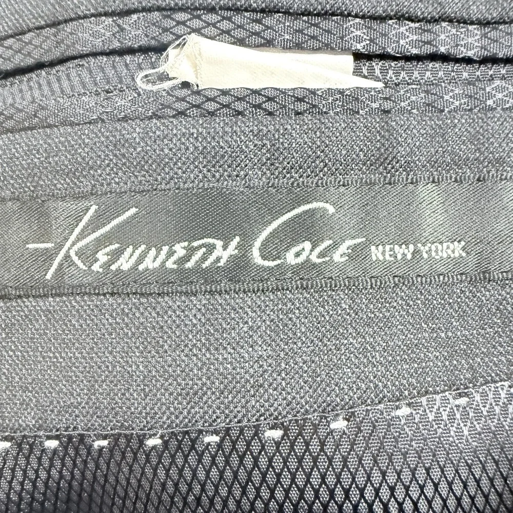 KENNETH COLE Solid Gray 100% Wool Mens Peek Lapel Suit Jacket - 44 Short